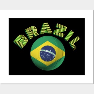 Brazil Futbol soccer ball flag Posters and Art